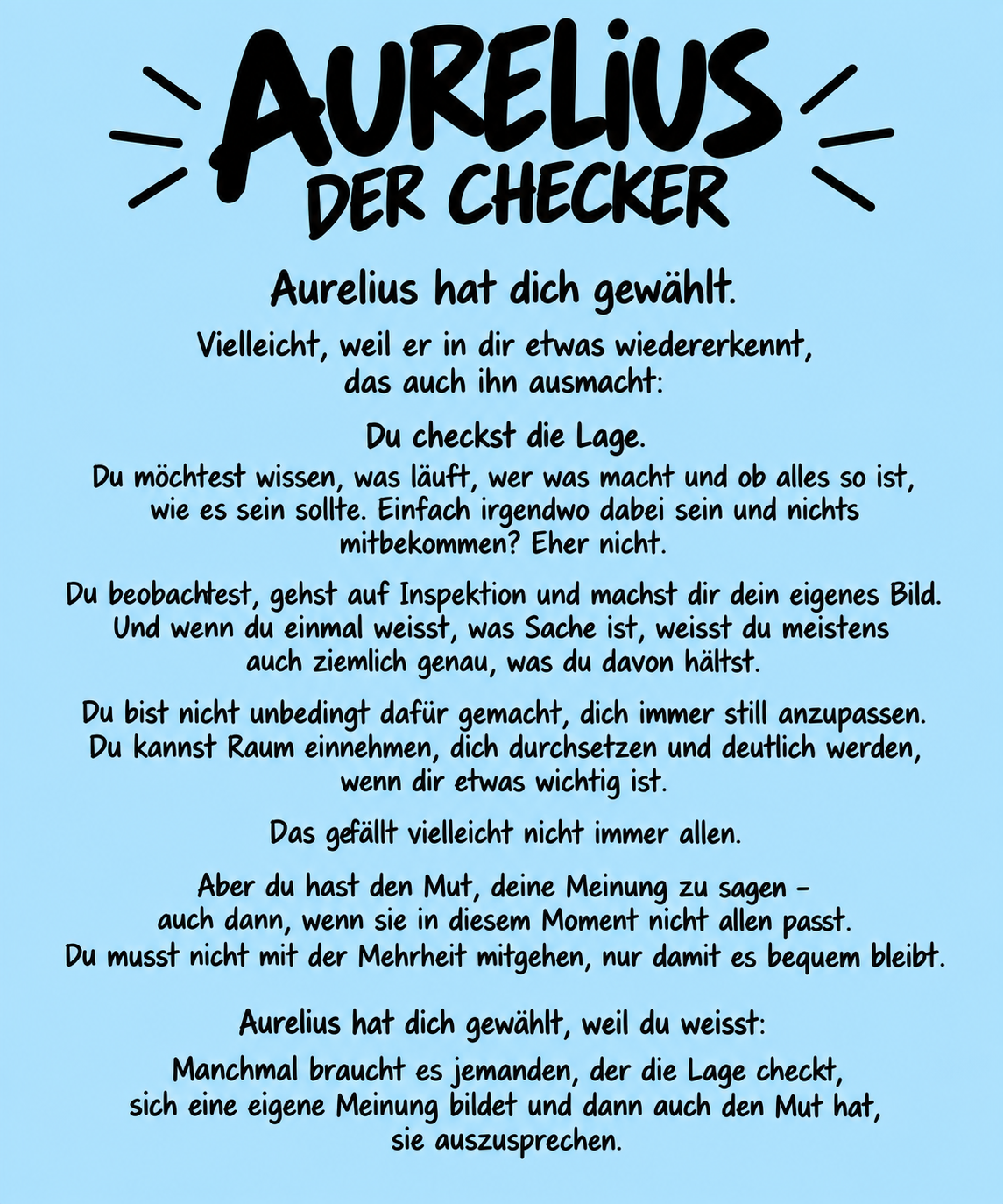Aurelius' Botschaft für dich