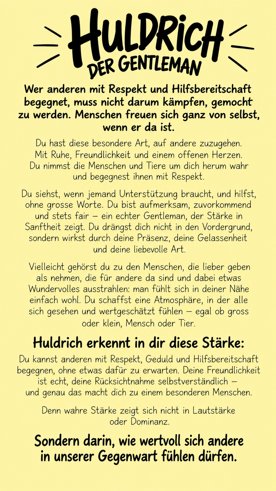 Huldrichs Botschaft für dich