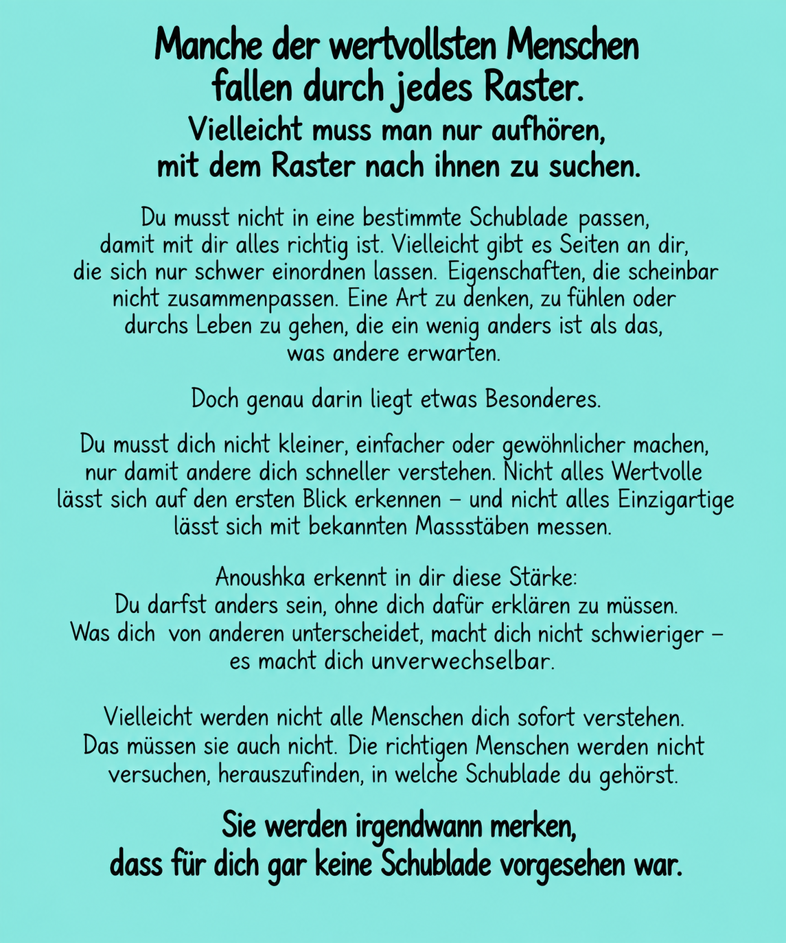 Anoushkas Botschaft für dich